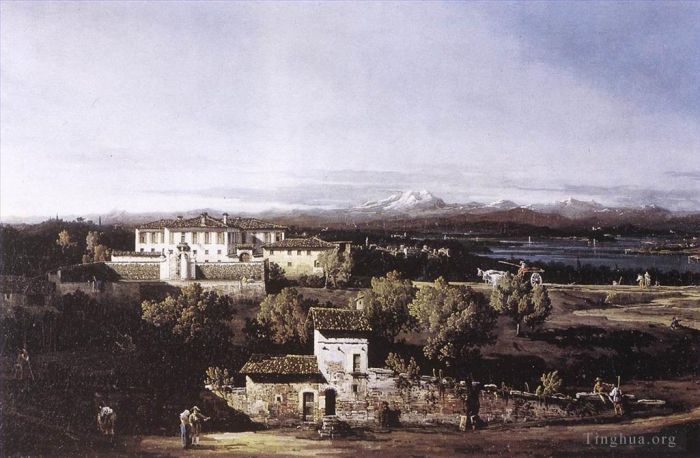 Bernardo Bellotto Ölgemälde - Blick Auf Die Villa Cagnola In Gazzada Bei Varese