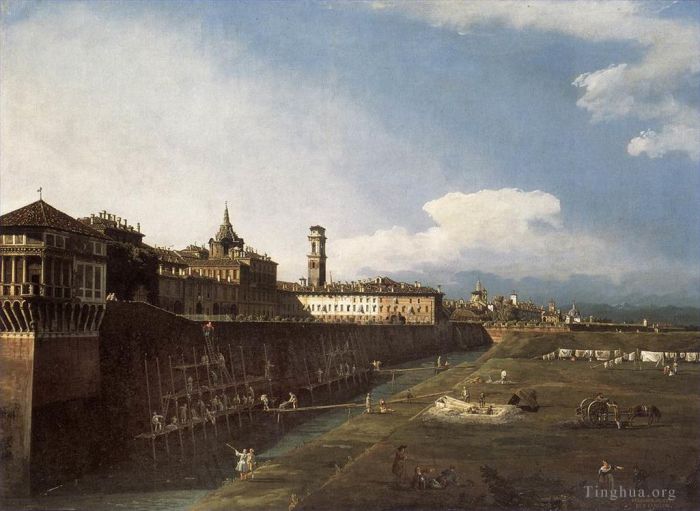 Bernardo Bellotto Ölgemälde - Ansicht Von Turin In Der Nähe Des Königspalastes