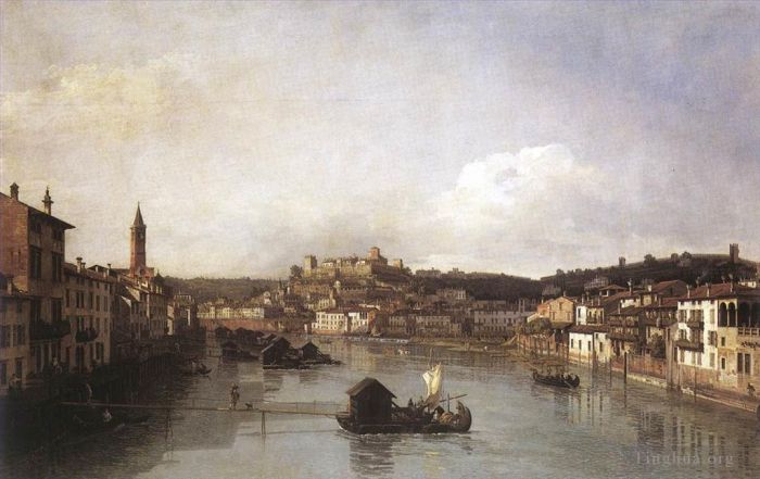 Bernardo Bellotto Ölgemälde - Blick Auf Verona Und Die Etsch Von Der Ponte Nuovo