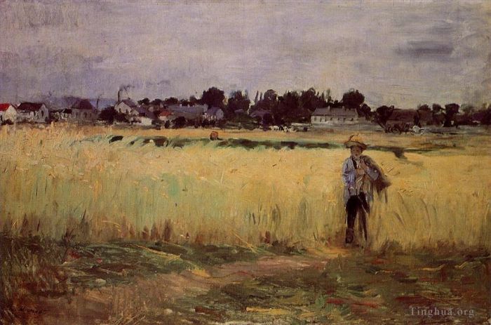 Berthe Morisot Ölgemälde - In den Weizenfeldern von Gennevilliers