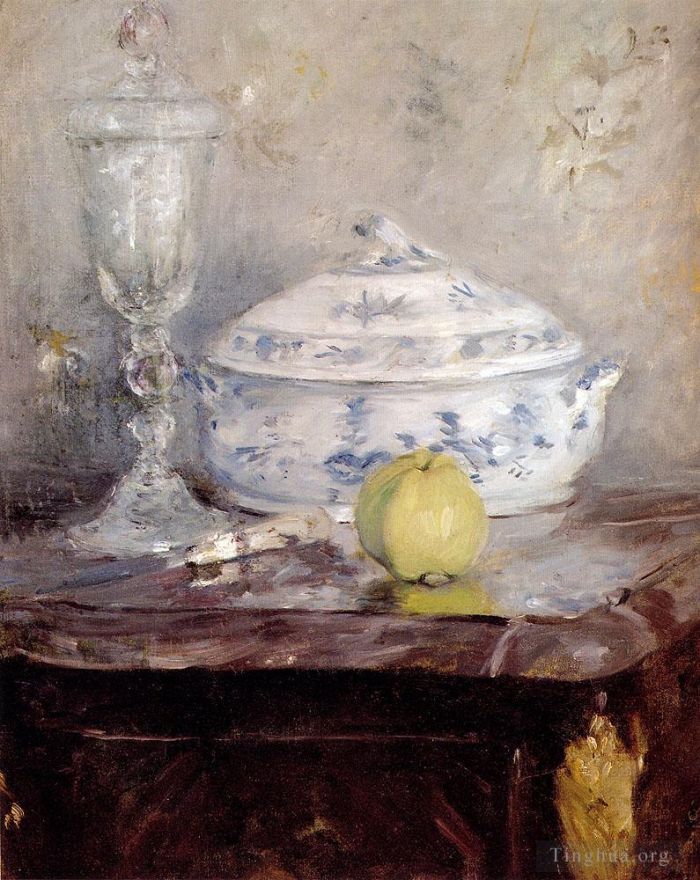 Berthe Morisot Ölgemälde - Stillleben mit Terrine und Apfel