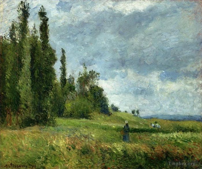 Camille Pissarro Ölgemälde - Ein Teil von Groettes Pontoise Grey Weather 1875