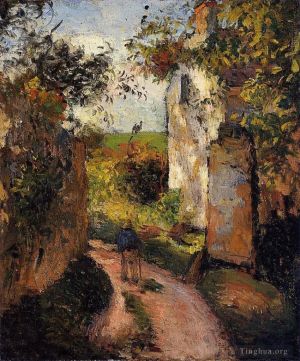 Camille Pissarro Werk - Ein Bauer in der Gasse der Hermitage Pontoise, 1876