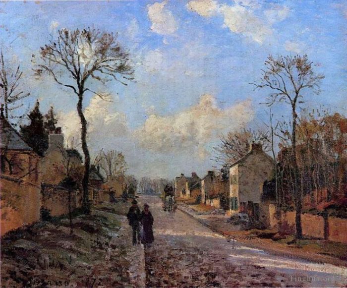 Camille Pissarro Ölgemälde - Eine Straße in Louveciennes 1872