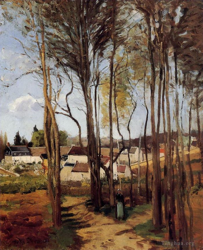 Camille Pissarro Ölgemälde - Ein Dorf zwischen den Bäumen