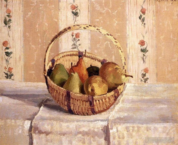 Camille Pissarro Ölgemälde - Äpfel und Birnen in einem runden Korb 1872