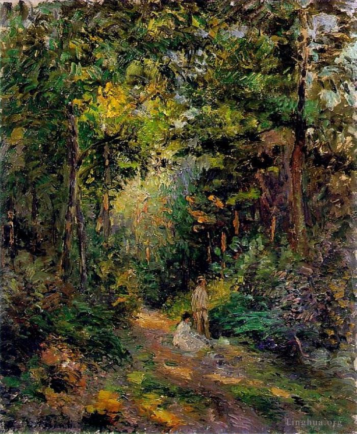 Camille Pissarro Ölgemälde - Herbstweg durch den Wald 1876