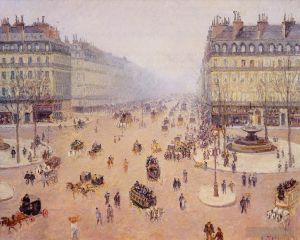 Camille Pissarro Werk - Avenue de l Opera Place du Thretre Francais nebliges Wetter 1898