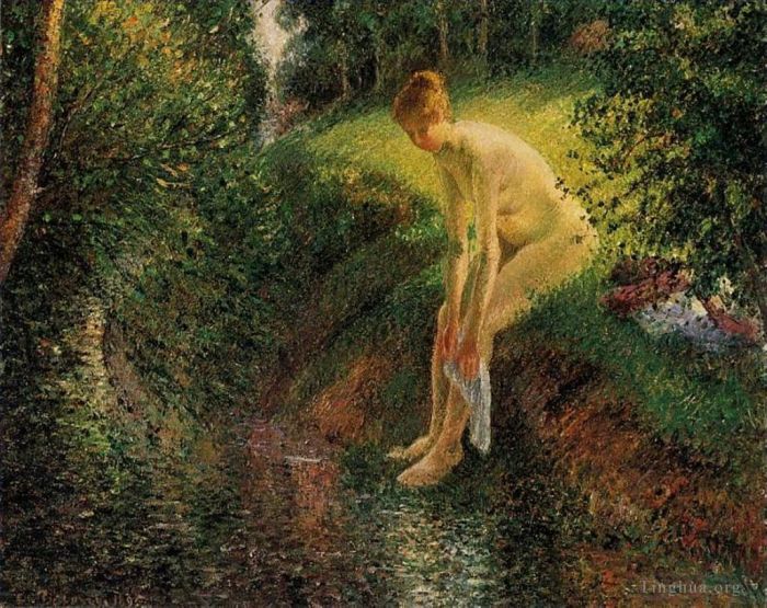Camille Pissarro Ölgemälde - Badende im Wald 1895