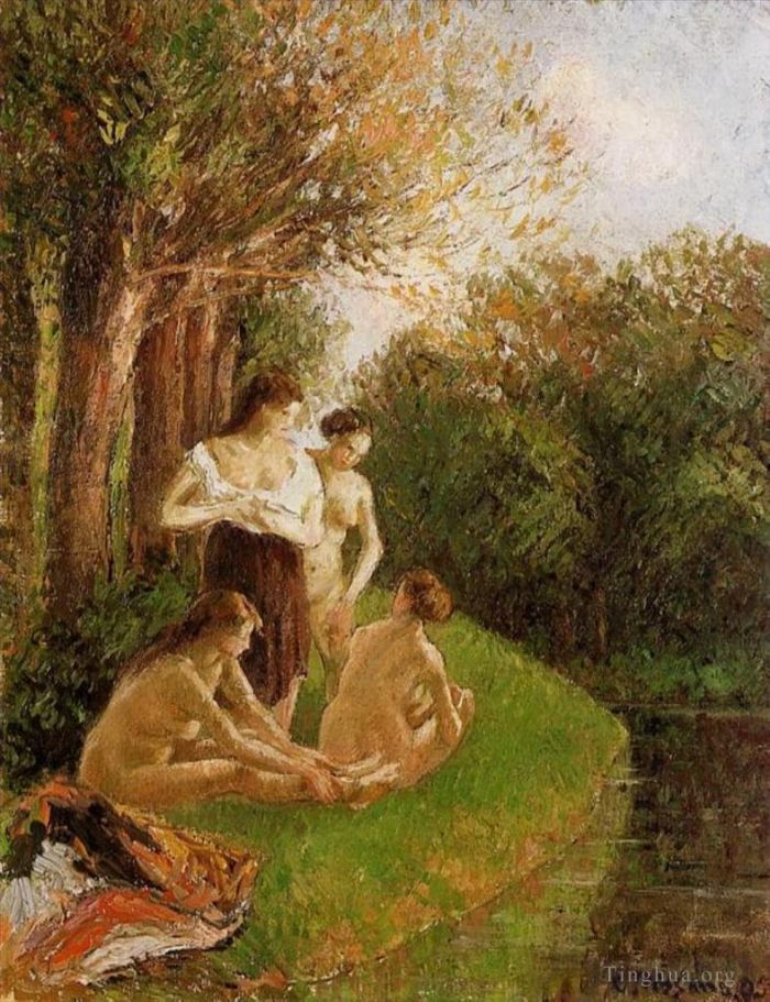 Camille Pissarro Ölgemälde - Badegäste 1895