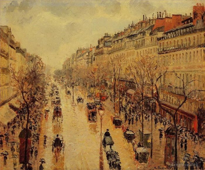 Camille Pissarro Ölgemälde - Boulevard Montmartre Nachmittag im Regen 1897