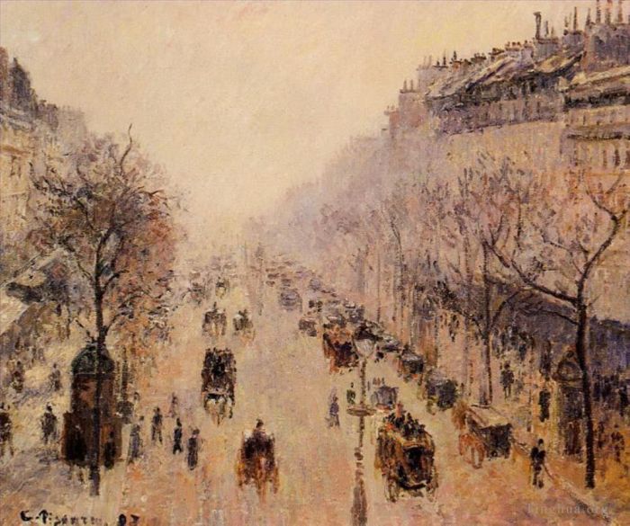 Camille Pissarro Ölgemälde - Boulevard Montmartre Morgensonne und Nebel 1897