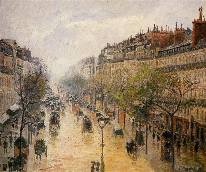 Camille Pissarro Ölgemälde - Boulevard Montmartre Frühlingsregen