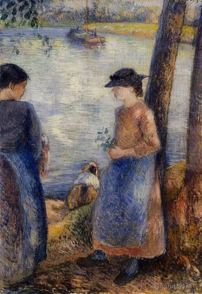 Camille Pissarro Ölgemälde - Am Wasser 1881