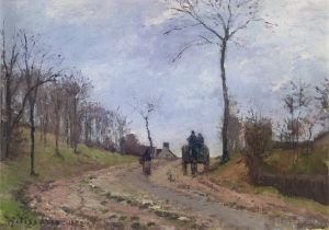 Camille Pissarro Werk - Kutsche auf einer Landstraße im Winter am Stadtrand von Louveciennes 1872