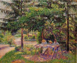 Camille Pissarro Werk - Kinder in einem Garten in Eragny 1897