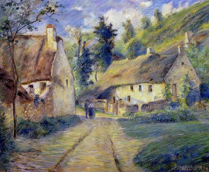 Camille Pissarro Ölgemälde - Cottages in Auvers in der Nähe von Pontoise 1879