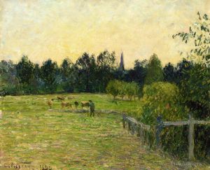Camille Pissarro Werk - Kuhhirte auf einem Feld in Eragny 1890