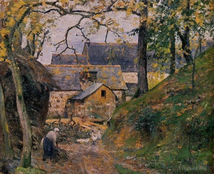 Camille Pissarro Ölgemälde - Bauernhof in Montfoucault 1874