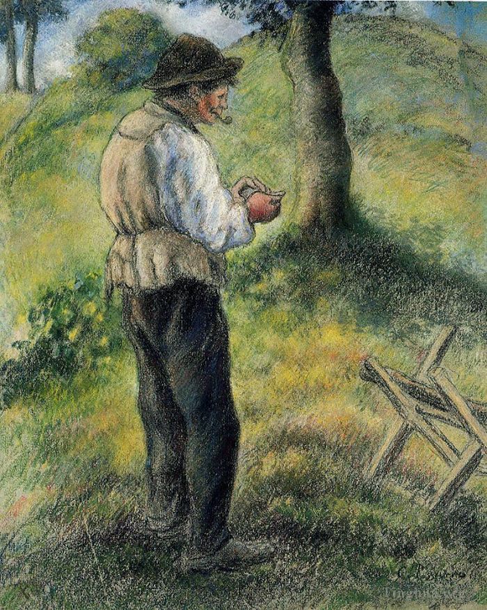 Camille Pissarro Ölgemälde - Vater Melone zündet seine Pfeife an