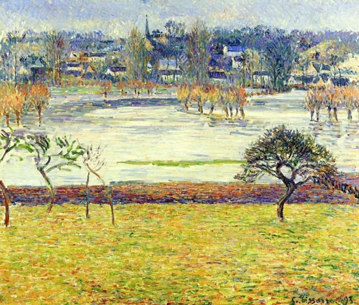 Camille Pissarro Ölgemälde - Hochwasserweißeffekt Eragny 1893