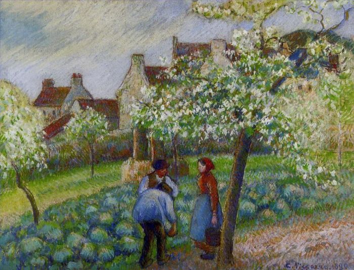 Camille Pissarro Ölgemälde - Blühende Pflaumenbäume