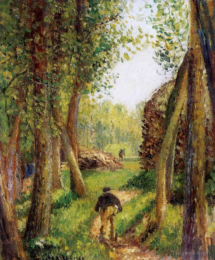 Camille Pissarro Ölgemälde - Waldszene mit zwei Figuren