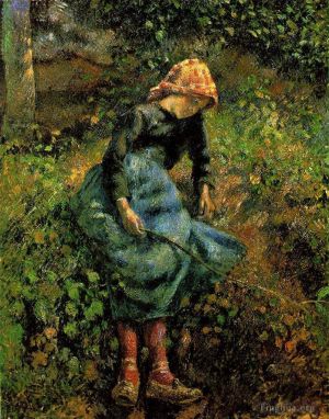 Camille Pissarro Werk - Mädchen mit Stock 1881