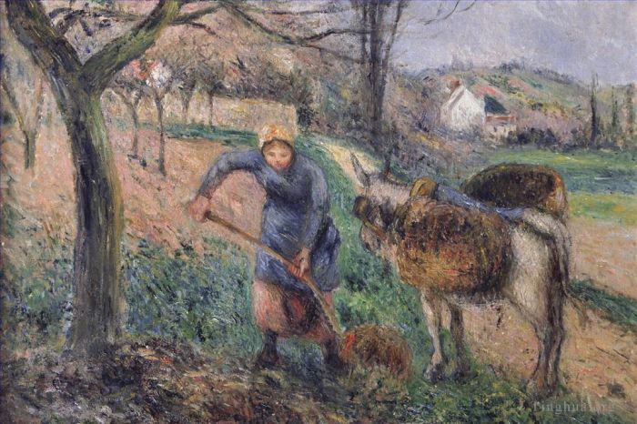 Camille Pissarro Ölgemälde - Landschaft mit einem Esel