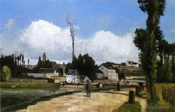 Camille Pissarro Ölgemälde - Landschaft mit Fabrik 1867