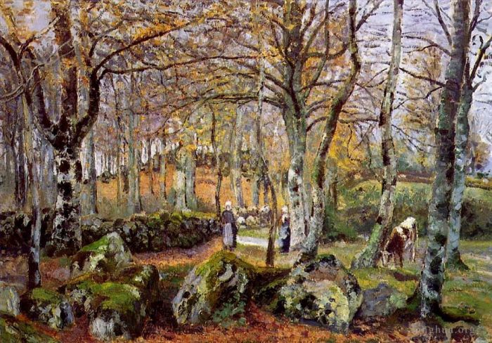 Camille Pissarro Ölgemälde - Landschaft mit Felsen Montfoucault 1874