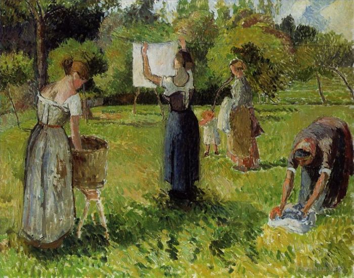 Camille Pissarro Ölgemälde - Wäscherinnen bei Eragny 1