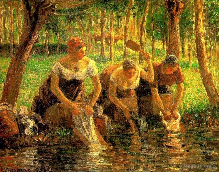 Camille Pissarro Ölgemälde - Wäscherinnen eragny sur eptes 1895