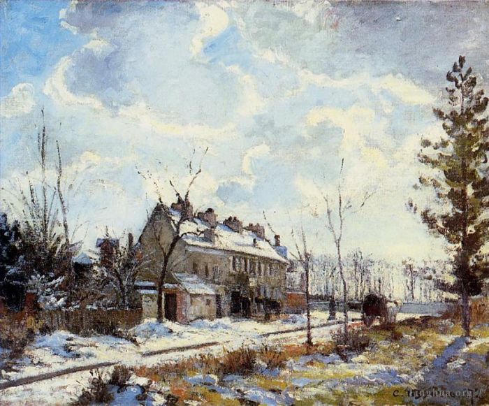 Camille Pissarro Ölgemälde - Louveciennes-Straßenschneeeffekt 1872