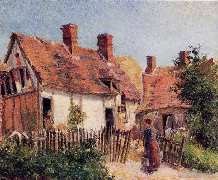 Camille Pissarro Ölgemälde - Alte Häuser in Eragny 1884