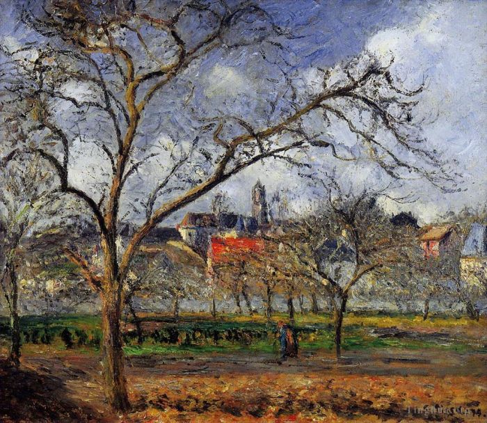 Camille Pissarro Ölgemälde - Im Obstgarten in Pontoise im Winter 1877