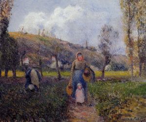 Camille Pissarro Werk - Bäuerin und Kind ernten die Felder Pontoise 1882