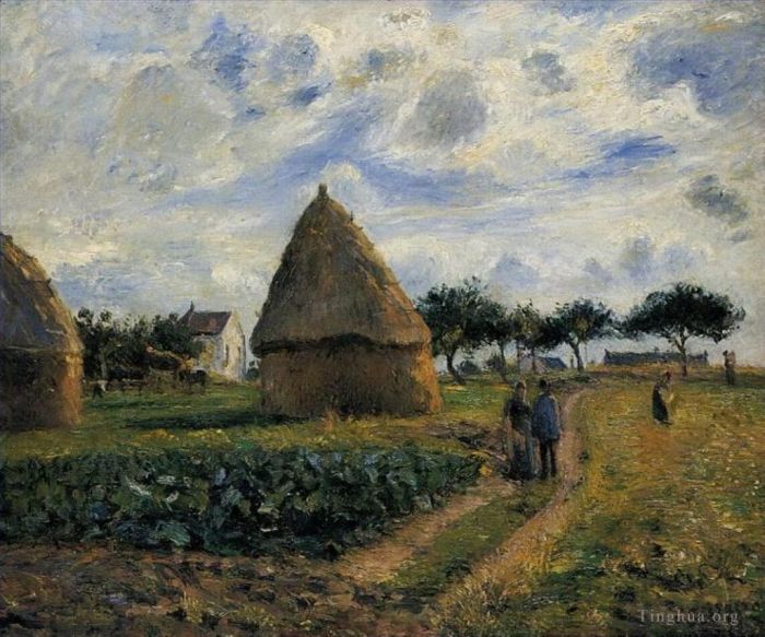 Camille Pissarro Ölgemälde - Bauern und Heuhaufen 1878