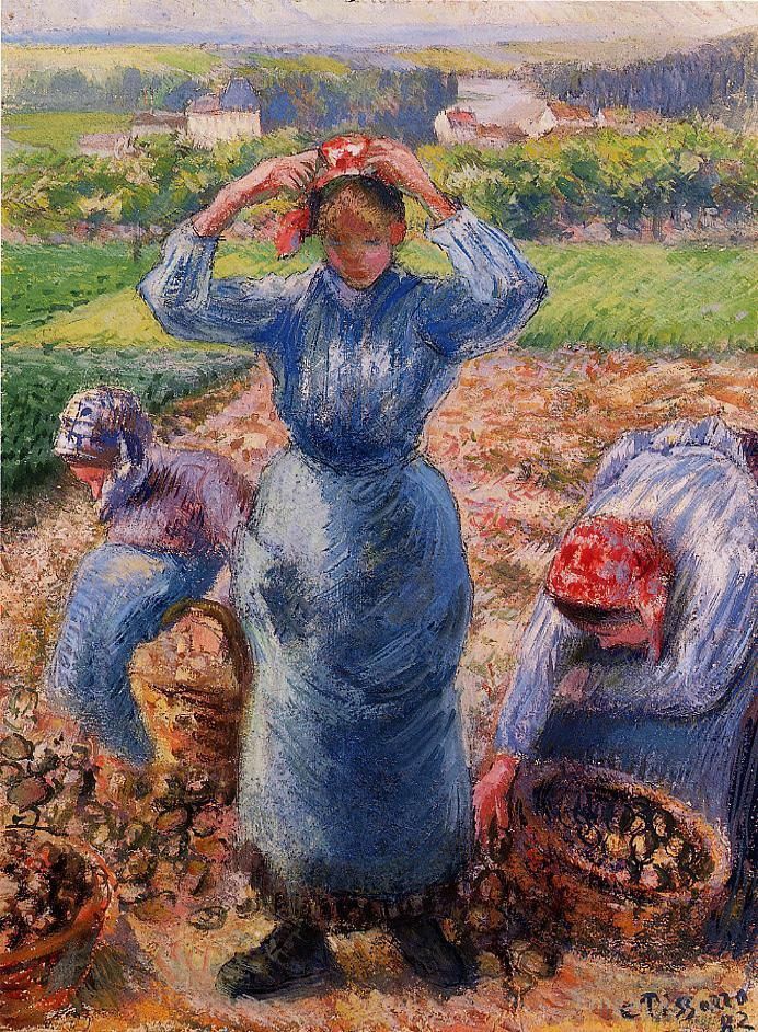 Camille Pissarro Ölgemälde - Bauern ernten Kartoffeln 1882