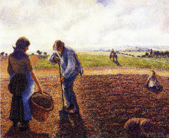 Camille Pissarro Ölgemälde - Bauern auf dem Feld Eragny 1890