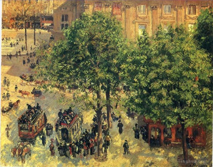 Camille Pissarro Ölgemälde - Place du Theatre Francais, Frühjahr 1898