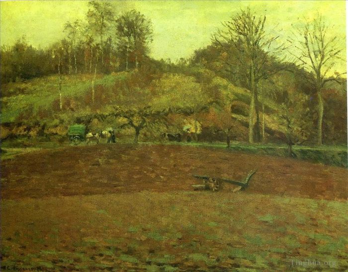 Camille Pissarro Ölgemälde - Pflugland 1874