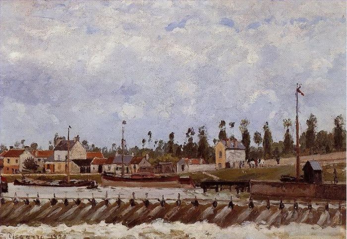 Camille Pissarro Ölgemälde - Pontoise-Staudamm 1872