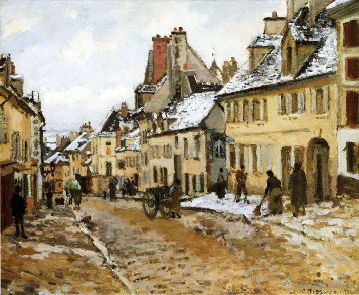Camille Pissarro Ölgemälde - Pontoise die Straße nach Gisors im Winter 1873