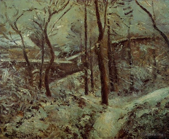 Camille Pissarro Ölgemälde - Schlechter Fußweg Pontoise-Schneeeffekt 1874