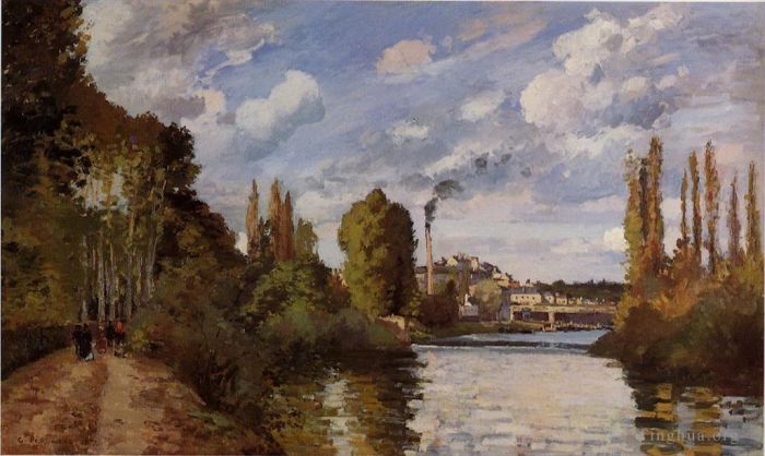 Camille Pissarro Ölgemälde - Flussufer in Pontoise 1872