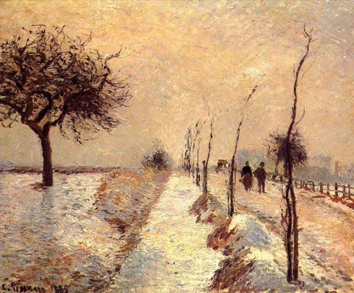 Camille Pissarro Ölgemälde - Straße im Eragny-Winter 1885