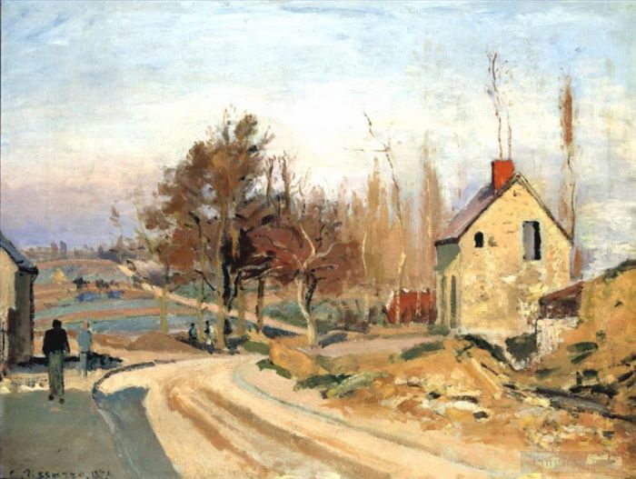 Camille Pissarro Ölgemälde - Straße von Osny nach Pontoise Raureif 1873