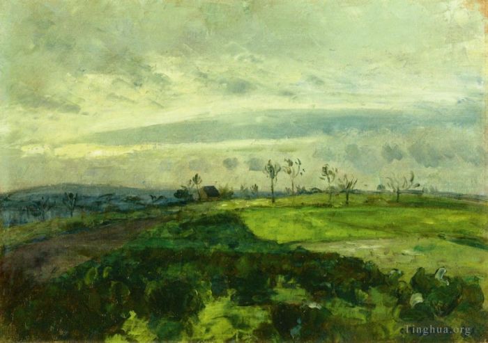 Camille Pissarro Ölgemälde - Hügelige Landschaft im Winter 1875