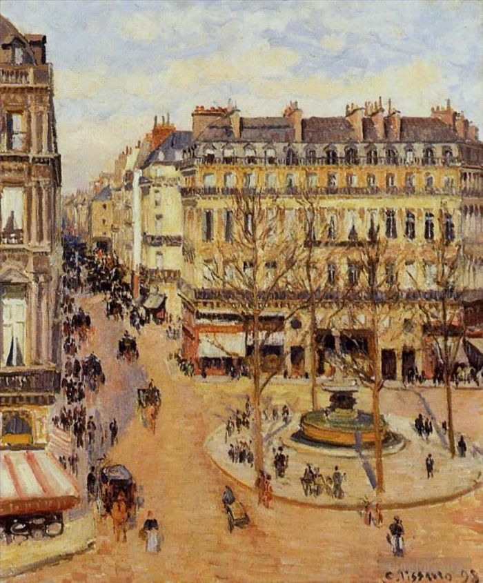 Camille Pissarro Ölgemälde - Rue Saint Honore Morgensonneneffekt Place du Theatre Francais 1898